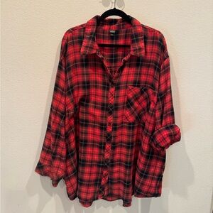 Wild Fable Red and Black Dolman Flannel Top